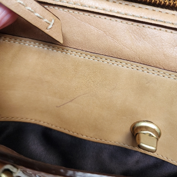 COACH Y2K Hampton Embossed Signature Stripe Leather Satchel 11609 EUC - Picture 9 of 16